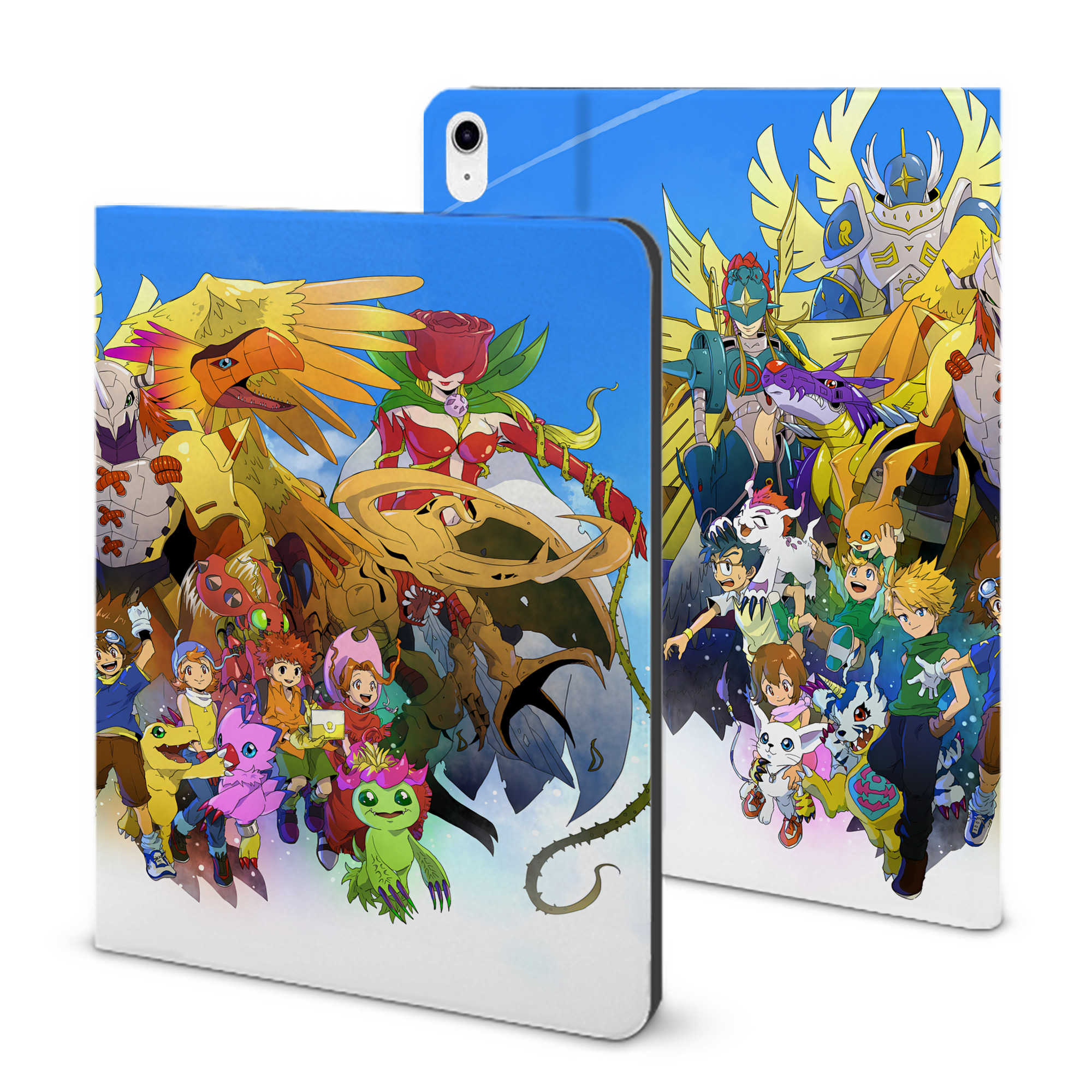 （画像用） Digimon デジタルモンスター/デジモン IPad ケース ブック型 PUレザー TPU 耐衝撃 軽量 薄型 ペン収納なし 全面保護 IPad 各モデル対応